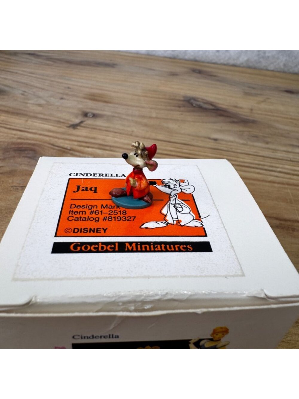 Vintage Disney Goebel Miniatures Cinderella Jaq Figurine Goebel Collectible New